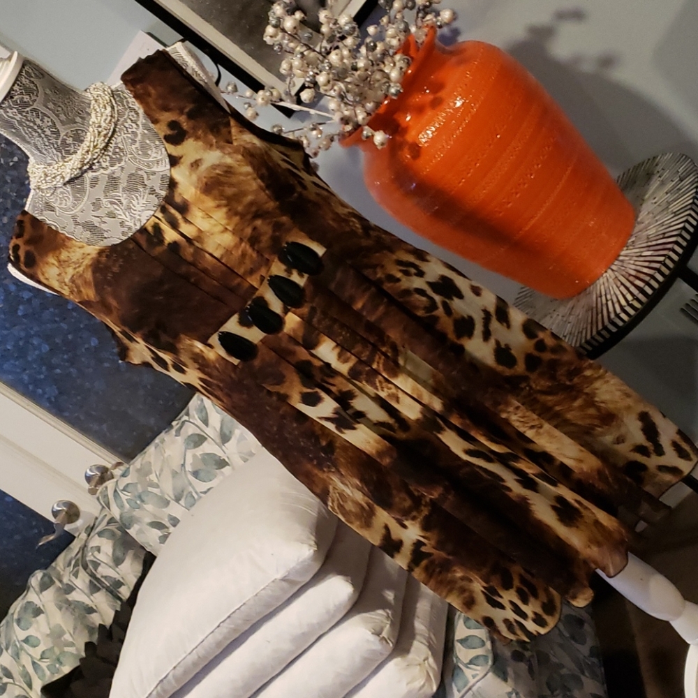 Leopard Polyester A-Line Dress